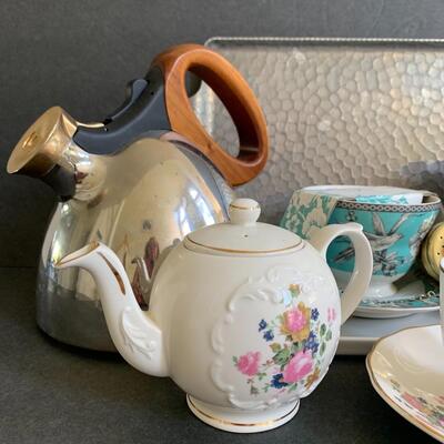 Lot 160:  China Teapot, Cherry Bark Tea Canister & More