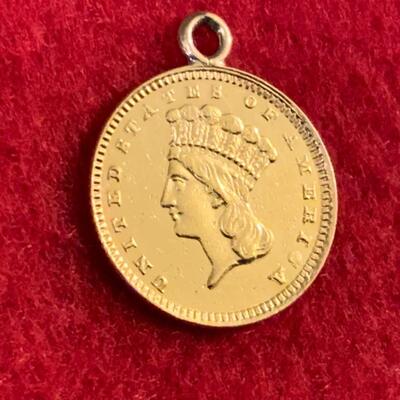 1885 CLOSED WREATH GOLD DOLLAR WITH LOOP