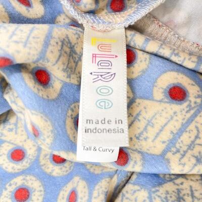 LULAROE â€œTALL & CURVYâ€ BLUE & YELLOW LEGGINGS