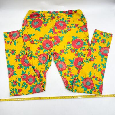 LULAROE â€œTALL & CURVYâ€ YELLOW & RED FLORAL LEGGINGS