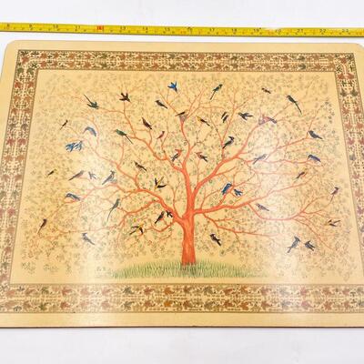 BIRD & TREE CORK PLACEMAT W/ WOODEN STAND