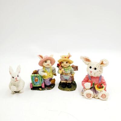 EASTER BUNNY FIGURES BUNDLE OF 4