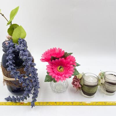 FAUX FLORAL DECOR LOT