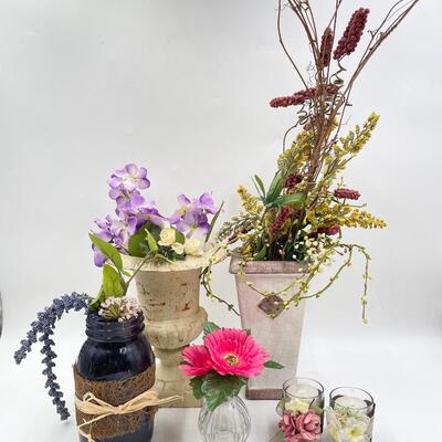 FAUX FLORAL DECOR LOT