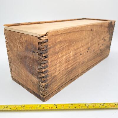 PRIMITIVE WOODEN BOX & HAND BROOM