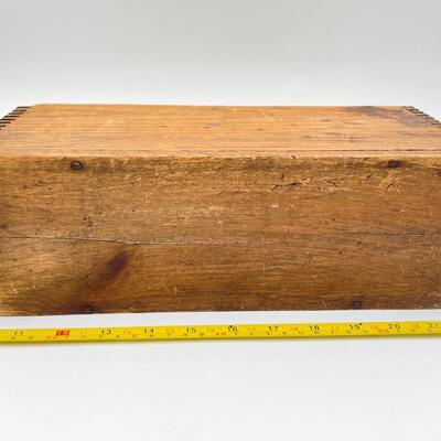 PRIMITIVE WOODEN BOX & HAND BROOM