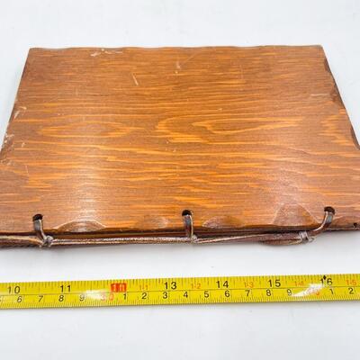 VINTAGE WOODEN GUEST LOG BOOK & POP-UP BOOK