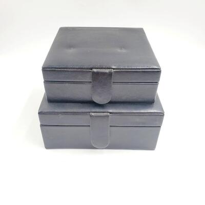 FAUX LEATHER STORAGE BOXES WITH SNAP CLOSURES BUNDLE OF 2