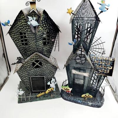 DECORATIVE METAL HALLOWEEN SCENE CANDLE HOLDERS