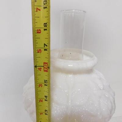 Vintage Milk Glass Shade Hurricane Lamp 