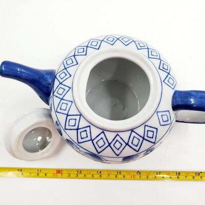 BELLA CASA BY GANZ BLUE AND WHITE FLORAL TEA POT