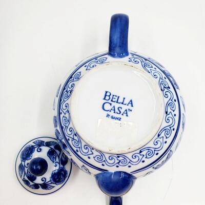 BELLA CASA BY GANZ BLUE AND WHITE FLORAL TEA POT
