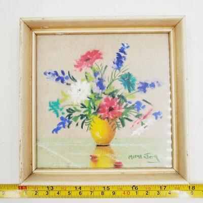 HAND PAINTED FLORAL PASTEL-FRAMED~MABEL C HEYDE/MIMI JOY