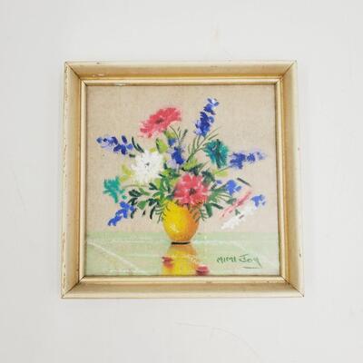 HAND PAINTED FLORAL PASTEL-FRAMED~MABEL C HEYDE/MIMI JOY
