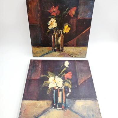 GORGEOUS 12X12 CANVAS FLORAL PRINTS SET OF 2