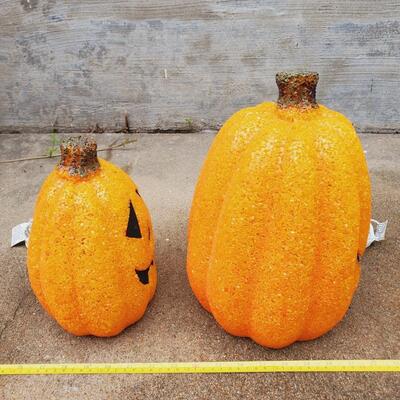 VINTAGE SEASONS MELTED POPCORN LIGHT UP JACK~O~LANTERNS BUNDLE OF 4
