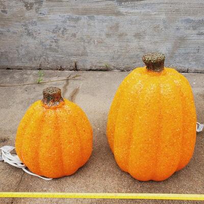 VINTAGE SEASONS MELTED POPCORN LIGHT UP JACK~O~LANTERNS BUNDLE OF 4