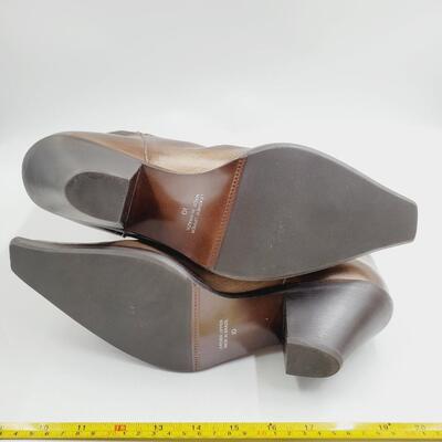MARIA LYA COPPER/TAN LEATHER CALF BOOTS SIZE 10