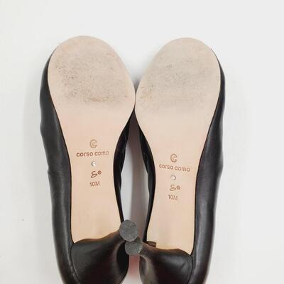 CORSO COMO BLACK "CATANIA" SILK CALF LEATHER PEEP TOE 10.5 size 
