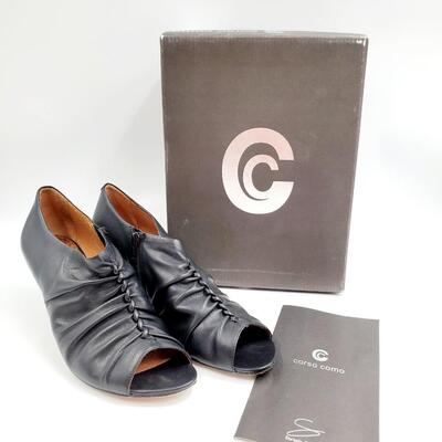 CORSO COMO BLACK "CATANIA" SILK CALF LEATHER PEEP TOE 10.5 size 