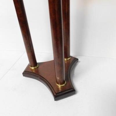 Mahogany Finish Resin Faux Marble Top Plant Stand 32