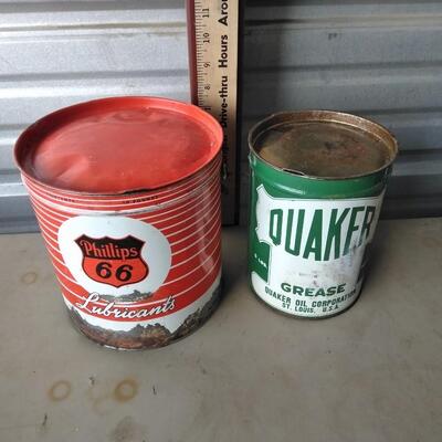 LOT 33 METAL GREASE AND OIL CONTAINERS 