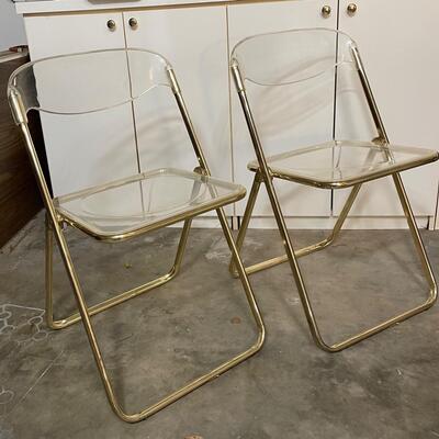 Lot 391  Pair of Clear Acrylic Folding Chairs