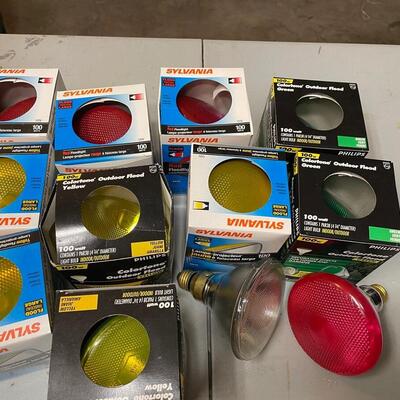 Lot 397  Twelve Colored Outdoor Floodlights