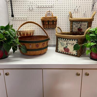 Lot 419  Apple Assortment of Baskets and Silk Plants