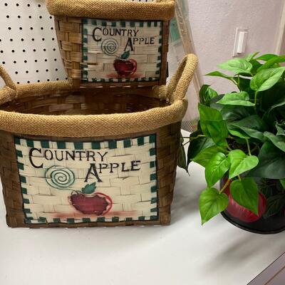 Lot 419  Apple Assortment of Baskets and Silk Plants