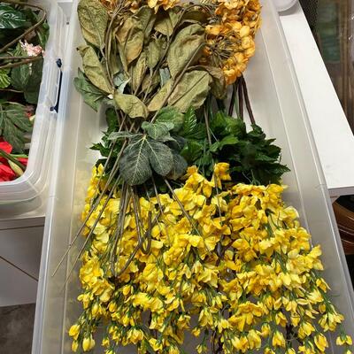 Lot 432  Two Large Bins of Silk Flowers