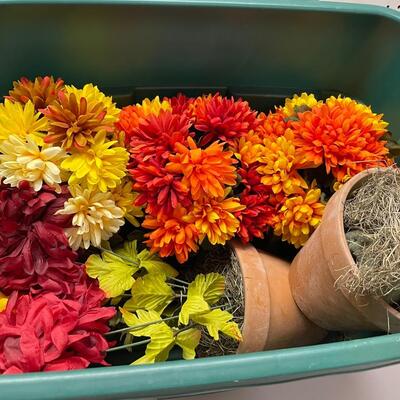 Lot 433  Two Bins of Fall Flowers 