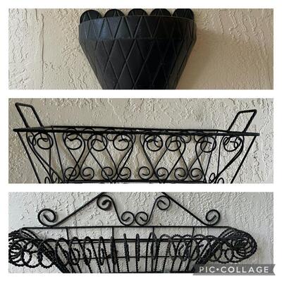 Lot 453  Black Metal Wall Planters
