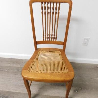 Antique Maple Wood Cane Seat Chair
