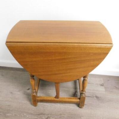 Vintage Solid Wood Walnut Drop Leaf Side Table