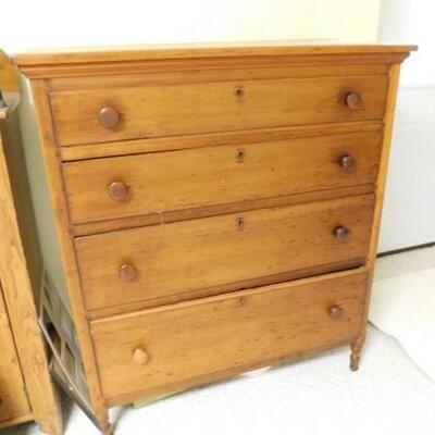 Antique Solid Wood Primitive Maple Chest of Drawers