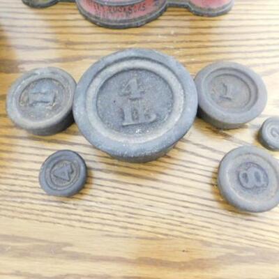 Antique Yeter S. Buck Sons, Ashland, PA  Merchant's Counter Scale with Various Disc Weights