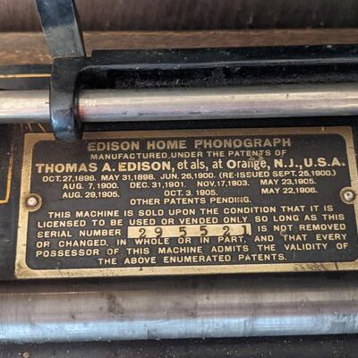 1905 Edison Home Phonograph, Exc Condition