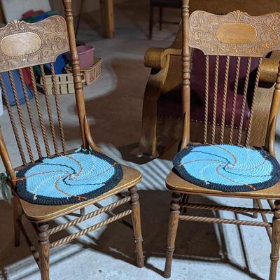 Set of 2 Cane seat Oak Chairs