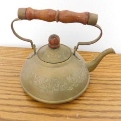 Antique Copper Tea Kettle with Wood Handle