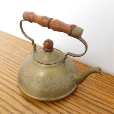 Antique Copper Tea Kettle with Wood Handle