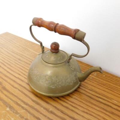 Antique Copper Tea Kettle with Wood Handle