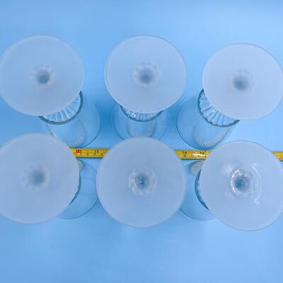 VINTAGE â€œTHREE FACEâ€ FROSTED GLASS GOBLETS SET OF 6
