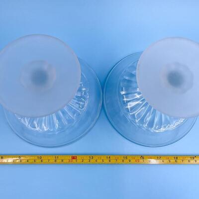 VINTAGE â€œTHREE FACEâ€ FROSTED PEDESTAL GLASSES W/LIDS