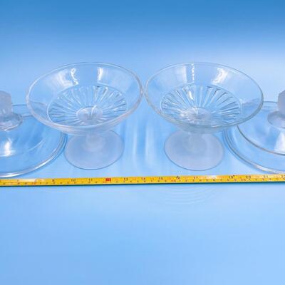 VINTAGE â€œTHREE FACEâ€ FROSTED PEDESTAL GLASSES W/LIDS