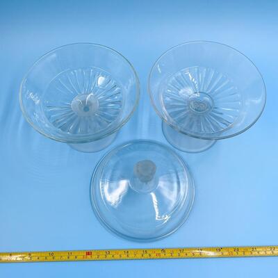 VINTAGE â€œTHREE FACEâ€ FROSTED PEDESTAL BOWLS