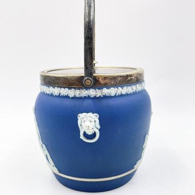 VINTAGE WEDGWOOD DARK BLUE BISCUIT BARREL