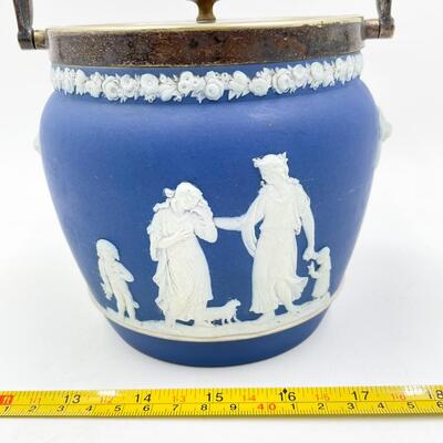 VINTAGE WEDGWOOD DARK BLUE BISCUIT BARREL