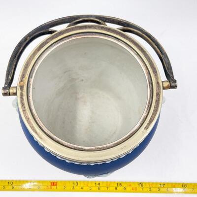 VINTAGE WEDGWOOD DARK BLUE BISCUIT BARREL