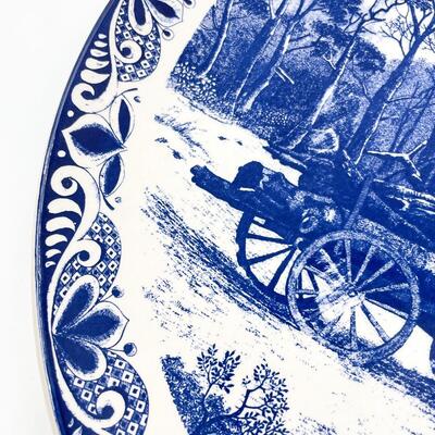 VINTAGE â€œDELFTS BLAUWâ€ DELFTWARE 15.5â€ BLUE & WHITE PLATE